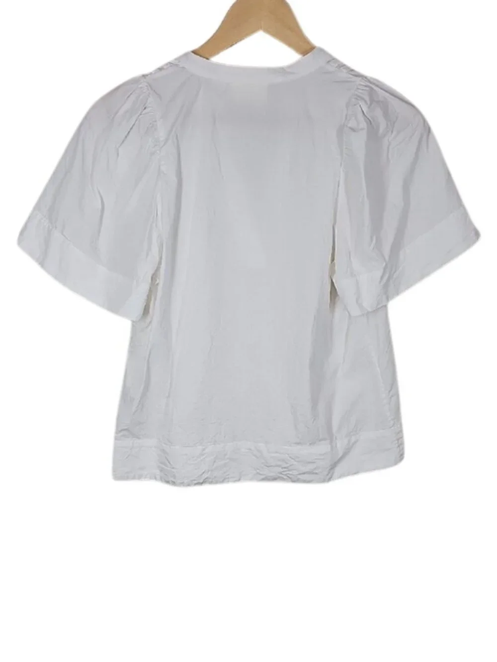 Maeve by Anthropologie Poplin Pintuck Blouse XS Puff Sleeve Chic Minimalist